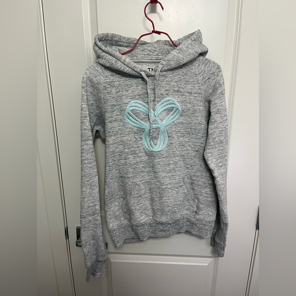 TNA Aritzia Women's Gray Hoodie with Blue Design in size S